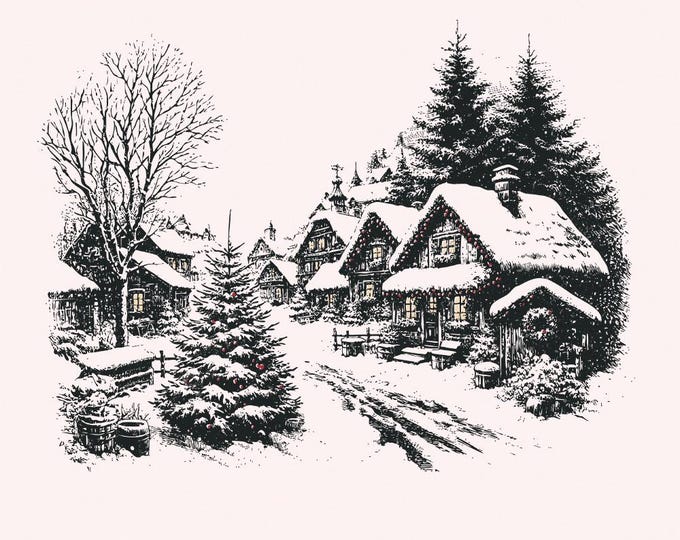 Country Town Christmas PNG, Retro Christmas Png, Vintage Christmas Design, Christmas Truck Png, Sublimation Design, Holiday Digital Download