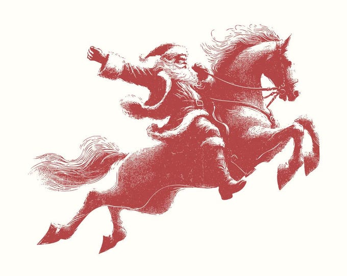 Santa Riding Horse PNG Digital Download, Western Christmas Design, Cowboy Christmas Sublimation, Retro Santa Claus, Cowgirl Christmas