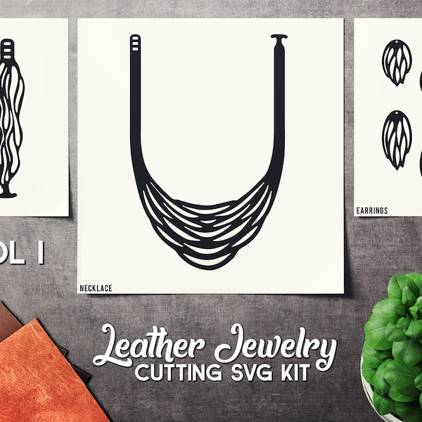 Leather Kit SVG - Earrings Bracelet Necklace -  VOL 1 - Cricut Files - Cutting Template - Leather Jewelry Templates Cut Files Laser DXF