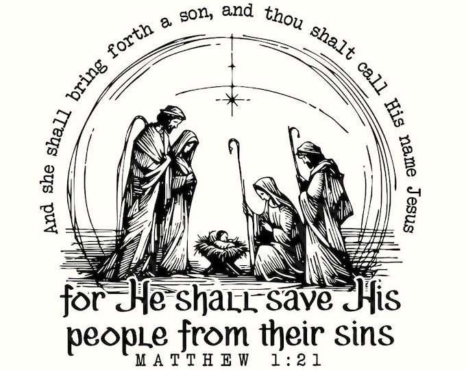 Christian Christmas PNG, Nativity Scene, Baby Jesus PNG, Merry Christmas PNG, Xmas Sublimation, Bible Verse png