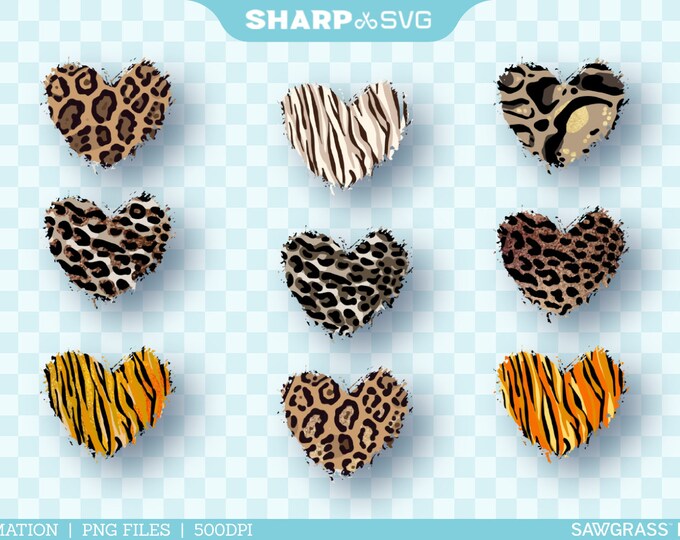 Distressed Heart Patterns PNG | Leopard Sublimation Bundle - Sublimation Designs Downloads - Sublimation PNG