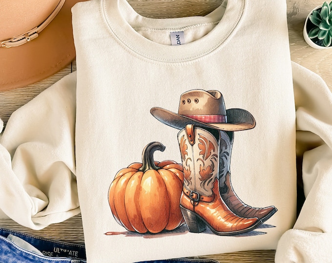 Howdy Pumpkin Png, Halloween Png, Western Pumpkin Png, Fall Vibes Png, Spooky Season Png, Retro Halloween Design, Cowgirl Png