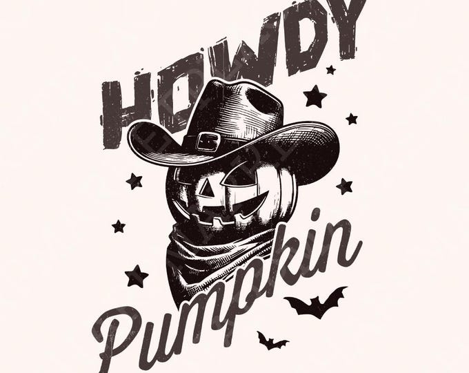 Howdy Pumpkin Western Fall PNG, Retro Halloween png, Autumn Sublimation, Trendy Fall Pumpkin PNG, Coquette, Western Pumpkin, Sublimation PNG