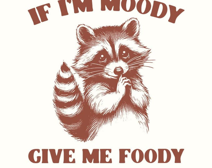 If I'm Moody Give Me Foody PNG, Funny Raccoon Design, Sarcastic Shirt Design, Trash Panda Sublimation, Digital Download, Trending Snarky Art