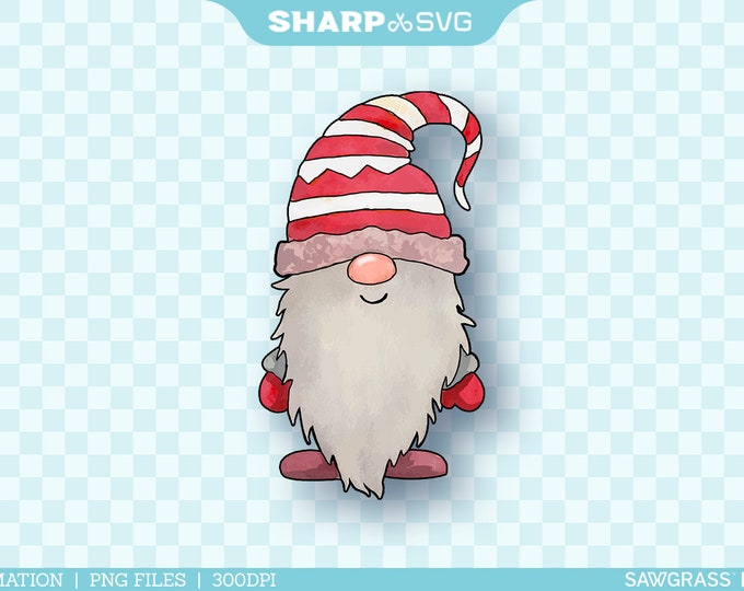 Gnome 1 PNG Sublimation - Christmas Sublimation Design - Gnome Christmas PNG - Christmas Clipart - Hand Drawn Watercolor - Sublimation