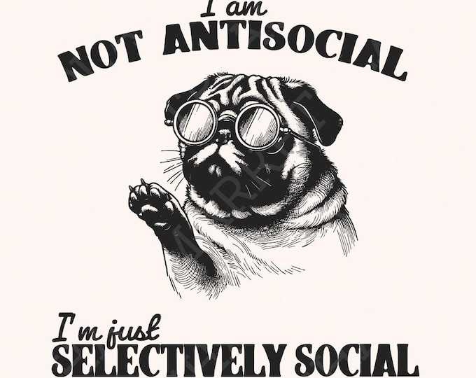 Selectively Social Antisocial PNG, Funny Trendy Introvert Design, Snarky T-Shirt Aesthetic, Popular Retro Sublimation, Social Anxiety Art