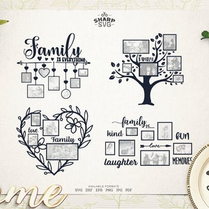 Family Collage SVG Bundle  - Family Tree SVG - Family Wall Frames SVG - Family Wall Art - Customizable Tree svg - Cricut Laser Silhouette
