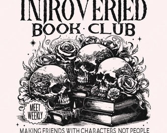 Introverted Book Lover Png, Antisocial Book Club Digital Download, Bookish, Reading Nerd Png, Librarian Svg, Booktrovert