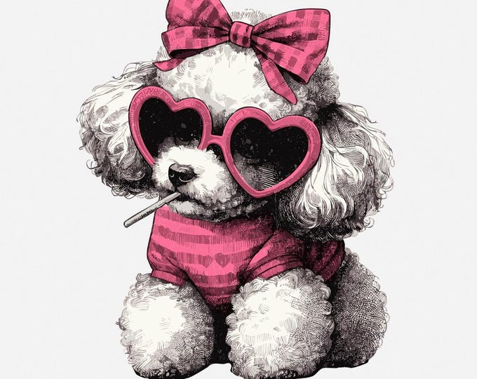 Goldendoodle Coquette PNG, Valentine Dog Lover Design, Pink Valentines Sublimation Art, Doodle Mom Gift, Retro Love Clipart, Mama Trending
