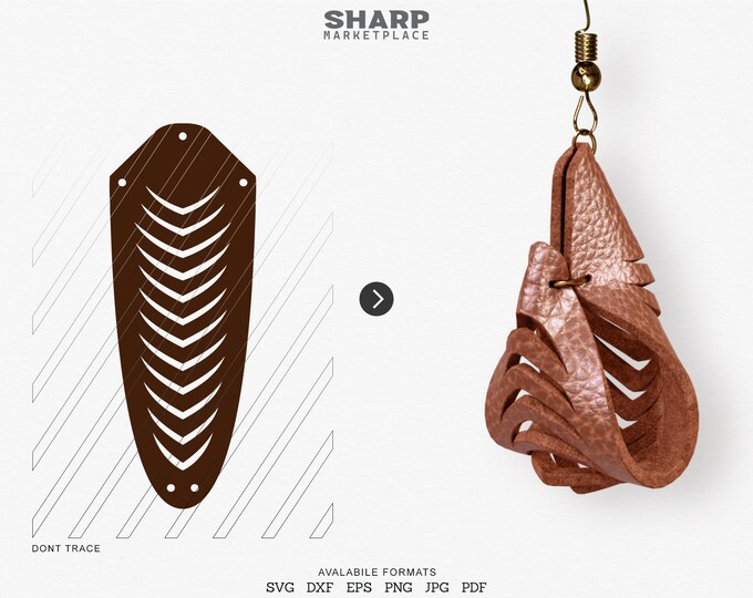 Sculpted Earring SVG, Leather Twisted SVG, Pendant SVG Tridimensional Earrings dxf 3D Leather Jewelry Laser Cut Template Commercial Use