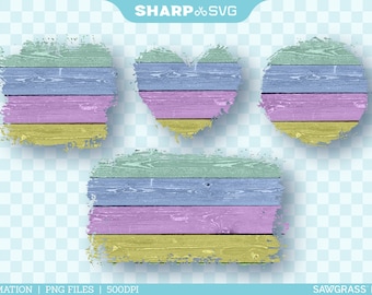 Distressed Rainbow Wood Sublimation PNG | Square Heart Circle Rectangle - Sublimation Designs Downloads - Sublimation PNG