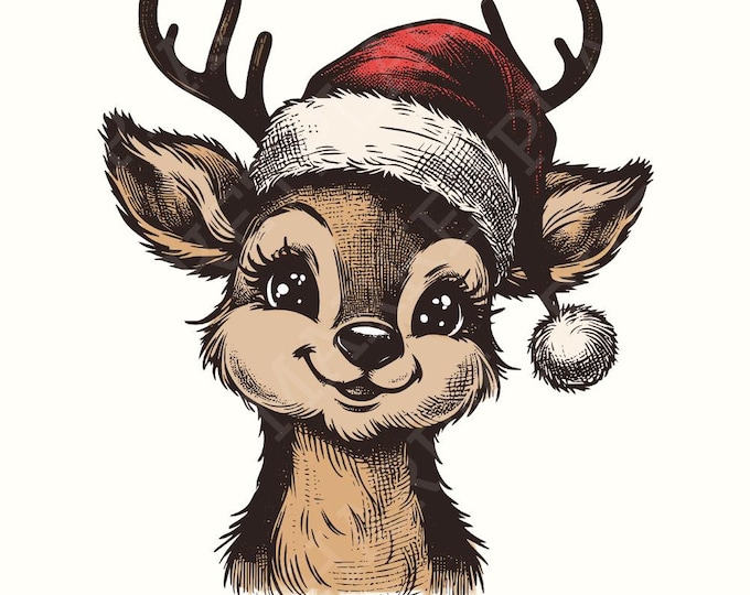 Christmas Reindeer Png, Holly Jolly Png, Christmas Coquette Png, Brushstroke, Merry Christmas Png, Christmas Girly Design