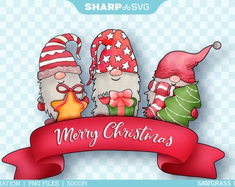 Merry Christmas Gnome PNG - Christmas Sublimation Design - Gnome Christmas PNG - Christmas Clipart - Hand Drawn Watercolor - Sublimation