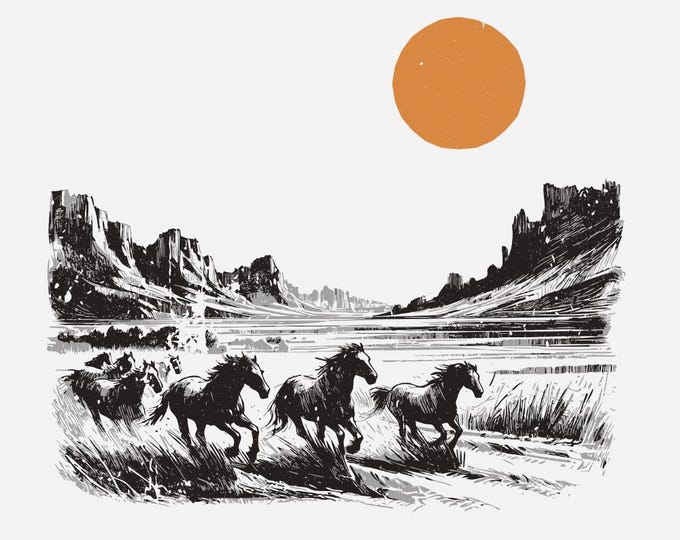 Horse PNG Sublimation, Western PNG Designs, Trendy Western Designs, Digital Download, Cowgirl Western Design, Instant Desert Horse PNG