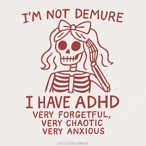 ADHD-humor PNG, grappig skelet digitale download, sublimatie PNG-bestand, schattig stickerontwerp, geestelijke gezondheid png, sarcastische humor, download