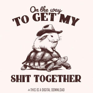 Sur mon chemin pour me faire chier PNG, Funny Bunny Shirt PNG, PNG drôle, png sarcastique, png motivant, png rétro lapin, tendance vintage