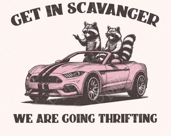 Raccoon PNG Thrifting Design, Funny Quote Retro Vintage Digital File, Trendy Raccoon png, Trash Panda, Instant Download, Funny Racoon PNG