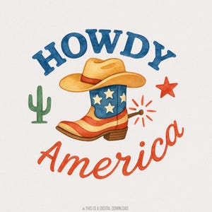 Hola América PNG, 4 de julio PNG, Diseño de sublimación, Descarga instantánea, Oeste de EE. UU. PNG, Camisa vaquera PNG, Día de la Independencia PNG, País