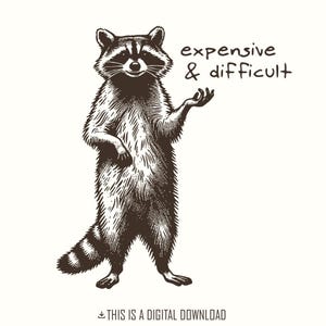 Teures schwieriges sarkastisches PNG, lustiger Waschbär png, Trash Panda Design, sarkastisches lustiges Sprichwort, Spricht zurück Png, sofortiger Download