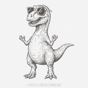 T Rex Dinosaur Png, Funny Dinosaur png, Kids Dinosaur, Dinosaur Lover png, Dinosaur Sunglasses Png, Cool Retro Witty Shirt Design, Download