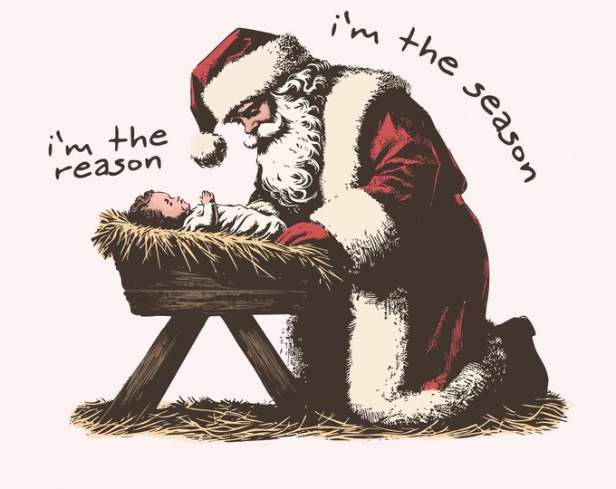 Jesus is the Reason Png, Christian Christmas Png, Merry Christmas Png, Sublimation Download, Christmas Tree Png, Boho Christmas, Santa Claus