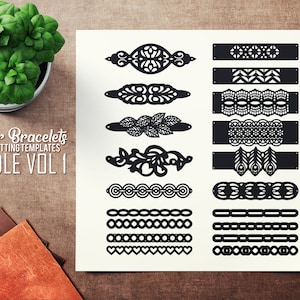 Leather Bracelet SVG - VOL 1 Bundle -  Cuff Bracelet - Leather Bracelet - Cutting Template - Leather Jewelry Templates Cut Files Laser DXF