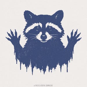 Raton laveur en détresse PNG, animal des bois PNG, clipart faune - Art numérique animal de la forêt rustique, conception goutte à goutte, imprimable Nature PNG