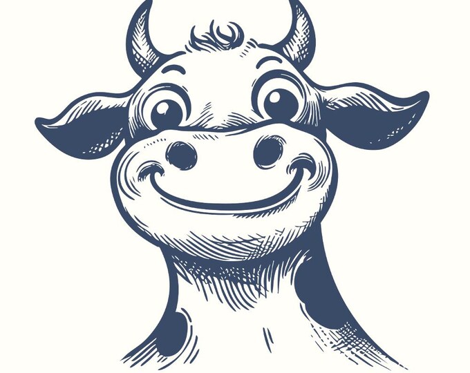 Quirky Cow Clipart Pack, Funny Heifer PNG, Cow Graphics, Watercolor Clipart, Digital Download, Cow Cartoon, Clipart