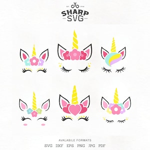 FREE Unicorn SVG - Unicorn Head SVG - Unicorn Cut files - Eyelashes svg - Horn svg - Unicorn Face svg - For Cricut, Silhouette and more