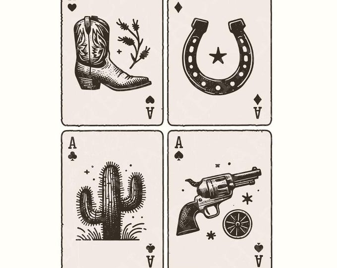 Ace of Hearts Western PNG Design, Poker Cards, Retro Western, Trendy Cowboy PNG, Sublimation Design, Instant Download, Cowboy Boots Art