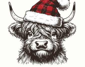 Highland Cow Christmas png, Christmas Cow png, Christmas design png, Western Christmas, Christmas animal png, Retro sublimation, Aesthetic