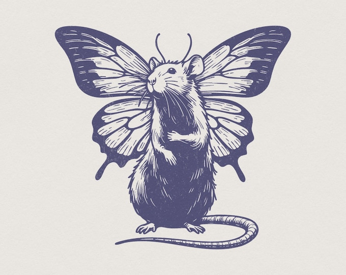 Cute Rat PNG Designs, Sublimation Designs, Vintage Retro Clipart, Funny Gifts, Angel Wings, Commercial Use, Pet Rat Art