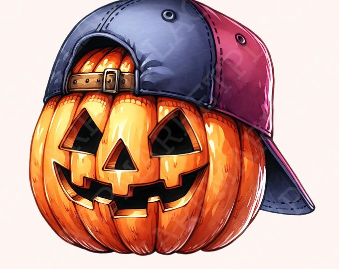 Boy Pumpkin PNG, Pumpkin Ballcap Design, Halloween, PNG Digital Art Download, Sublimation, Instant Download