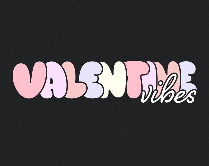 Valentine Vibes PNG, Valentine Day PNG, Retro Valentine Heart Coquette, Inflated Love PNG, Doodle Letters Trendy Pink Vday Design
