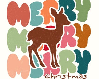 Christmas Reindeer PNG, Retro Christmas Sublimation Design, Cute Reindeer Printables, Merry Christmas Digital Download, Toddler Shirt png
