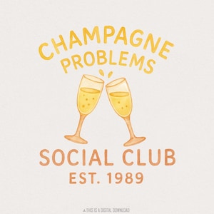 Problemi con lo champagne png, Estetica dei vecchi soldi, Regalo per gli amanti dello champagne, Regalo per i migliori amici, Tempo da champagne, Maglietta del Social Club, Ragazza pulita