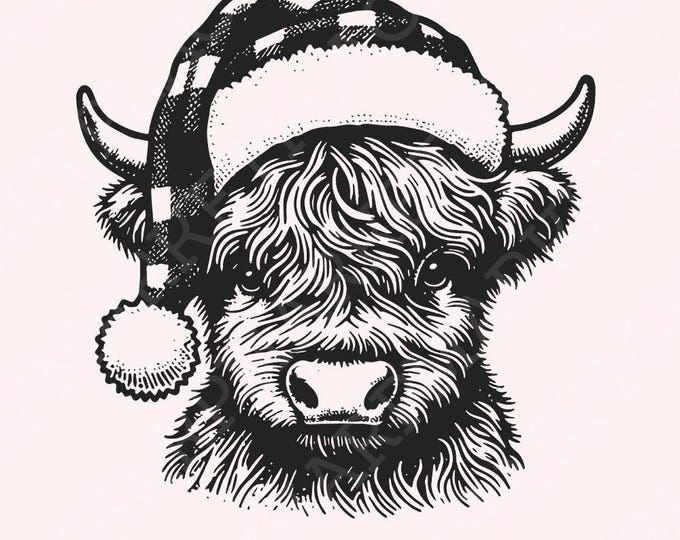Highland Cow Christmas png, Christmas Cow png, Christmas design png, Western Christmas, Christmas animal png, Retro sublimation