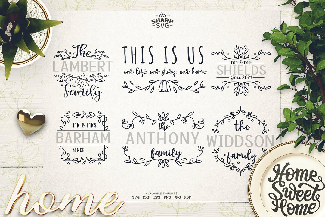 Split Family Sign Split Floral Sign SVG - Family Split Floral SVG - Monogram Font Svg ...