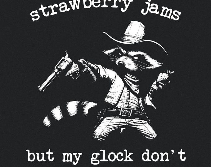 Strawberry Jams But My Glock Don't PNG, Sublimation Design, Raccoon Shirt Design, Instant Download, Retro Funny Tees, Y2K Shirt Design