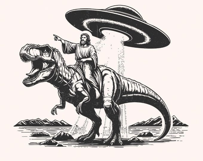 Jesus Dinosaur PNG, Religious Humor, Funny Jesus, Digital Download, T Rex Design, Sarcastic png, Christian Art, God is Good png, Easter Fun