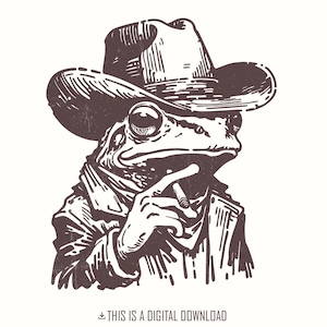 Cowboy Frosch PNG, lustiger Frosch Meme PNG, Cowboy Kröte, trendiges Sublimationsdesign, Western Design PNG, Retro Country Vibes