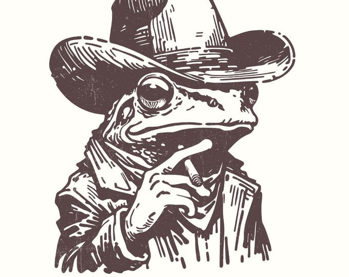 Cowboy Frog PNG, Funny Frog Meme PNG, Cowboy Toad, Trendy Sublimation Design, Western Design PNG, Retro Country Vibes