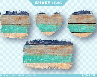 Distressed Blue Wood Sublimation PNG | Square Heart Circle Rectangle - Sublimation Designs Downloads - Sublimation PNG