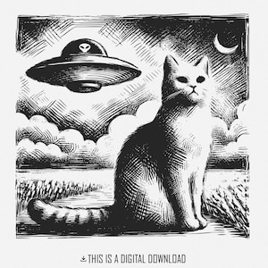 UFO Cat PNG, Funny Cat Shirt, Space Cat Meme, Alien png, Cat UFO Design, Retro Spaceship png, Trendy Space png, Cat Lover Gift, Spaceship