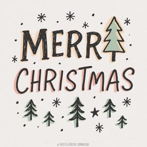 Feliz Navidad PNG, Navidad retro PNG, Árbol de Navidad dibujado a mano, Linda descarga digital navideña, Clipart de camisa navideña festiva PNG