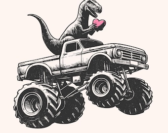 T-Rex Dinosaur Monster Truck Png, Sublimation Design, Valentines Day Png, Retro Valentine Png, Extreme Vehicle Png, Instant Download