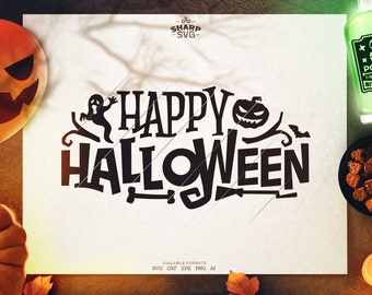 Happy Halloween SVG - SVG Files for Cricut - Halloween SVG Files  - Pumpkins svg - halloween quotes svg - halloween silhouette