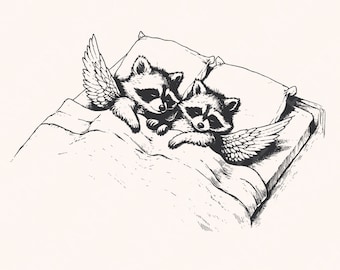Angel Raccoons PNG, Cute Trash Panda, Be Kind Funny Raccoon, Raccoon Instant Download PNG Png, Trendy Raccoon Designs, Digital Clipart