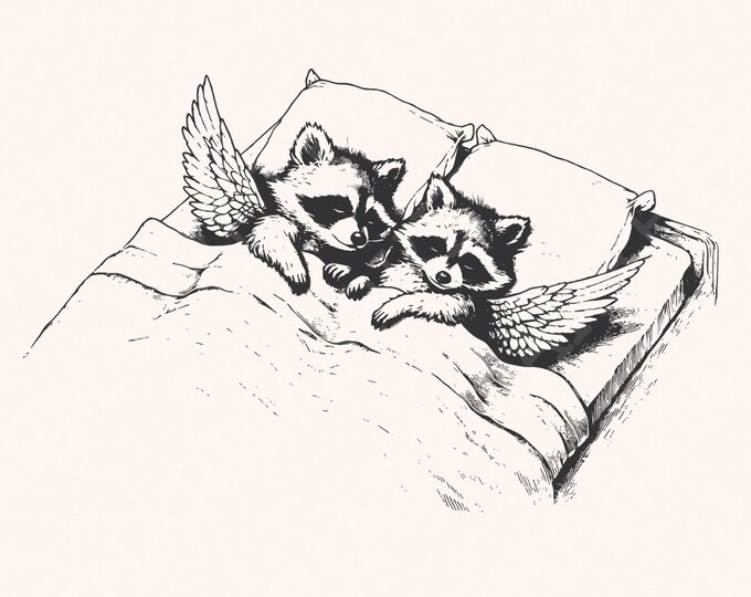 Angel Raccoons PNG, Cute Trash Panda, Be Kind Funny Raccoon, Raccoon Instant Download PNG Png, Trendy Raccoon Designs, Digital Clipart