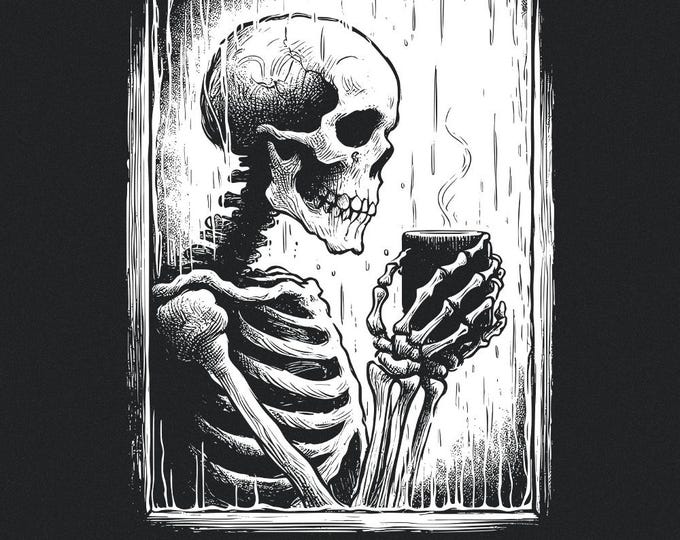 Skeleton Hot Drink PNG, Sublimation, Winter PNG, Skull, Retro Drawing, Coffee, Anti Love, Winter, It's Cold Outside